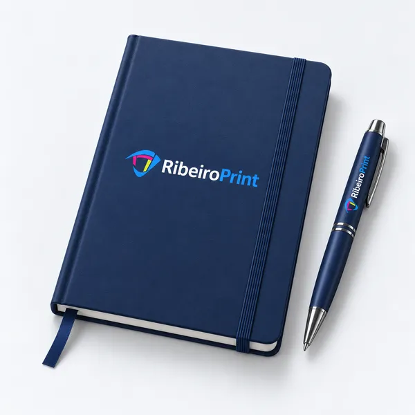 Caderno personalizado com logo na capa